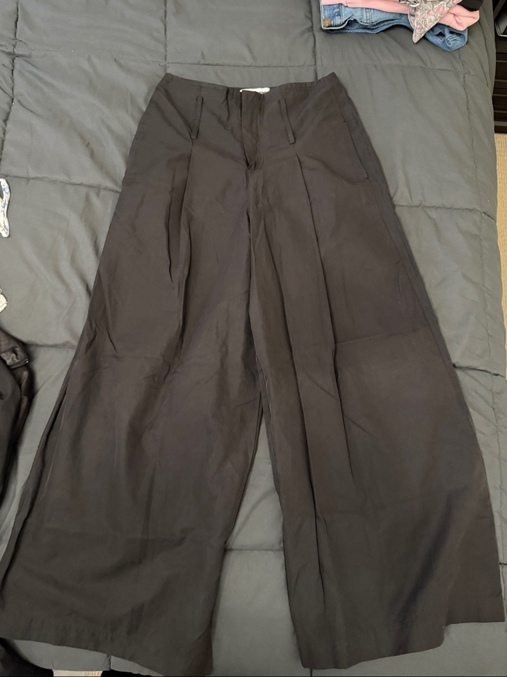DKNY Black Wide-Leg Tailored Trousers